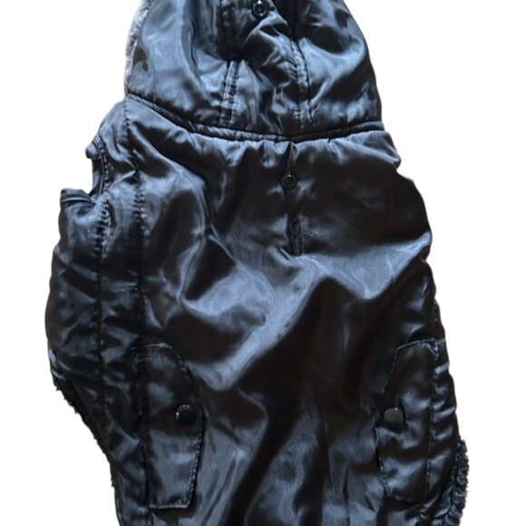 Black Hooded Dog Jacket  - size medium - Picture 1 of 7
